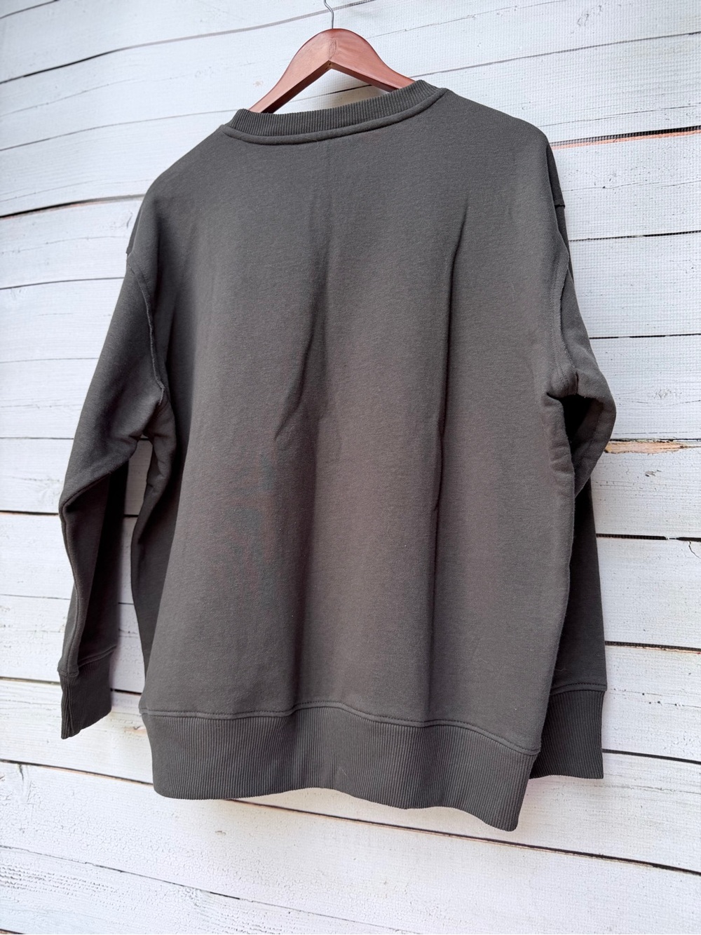 Terra & Sky Olive Graphic Crewneck Sweatshirt with Coral Print - Picture 4 of 4